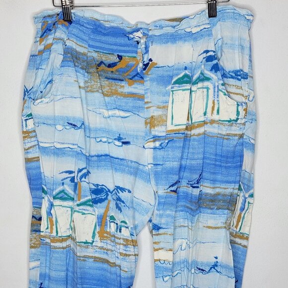 Jam's World‎ Medium Coastal Print Blue Drawstring Cropped Pants Women's M - Picture 3 of 6